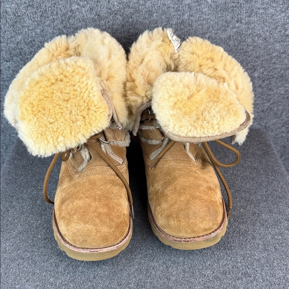UGG Romney Women's Brown Shearling Lace-Up Boots Size 7‎